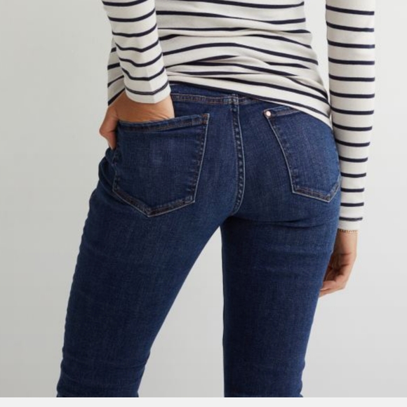 SOLD! H&M Skinny High Rib Mama Full Panel Raw Hem Dark Wash Denim Jeans 14 - Picture 6 of 16